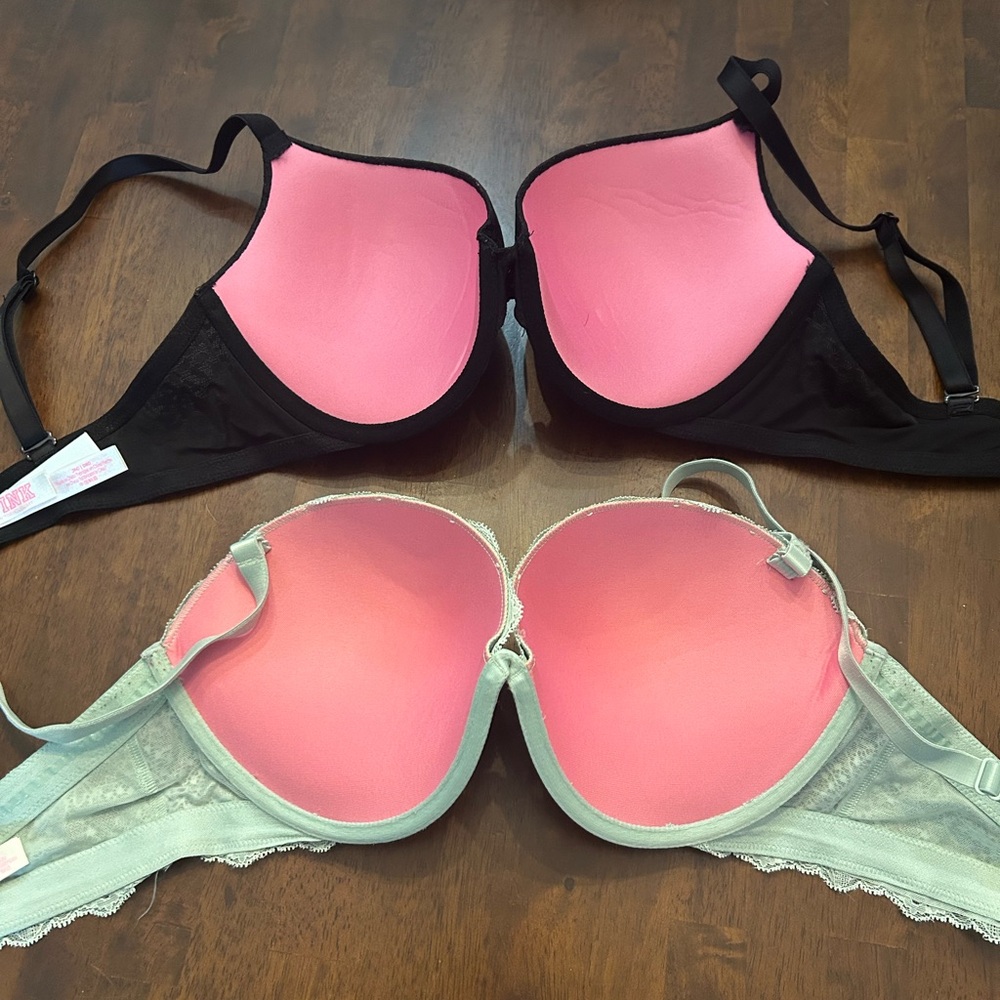 NWOT PINK Victoria's Secret Black and Blue Lace Bras Size 36D - Picture 5 of 6
